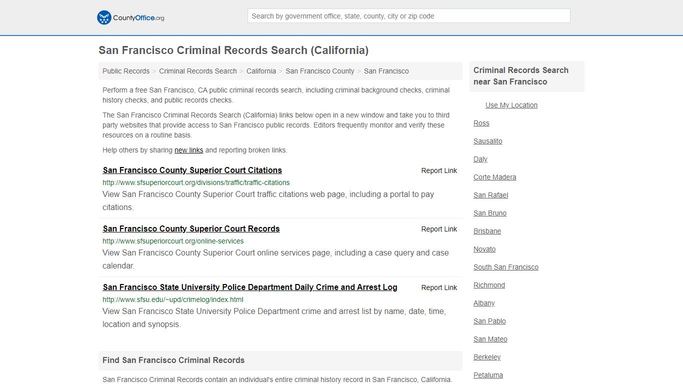 Criminal Records Search - San Francisco, CA (Arrests ...