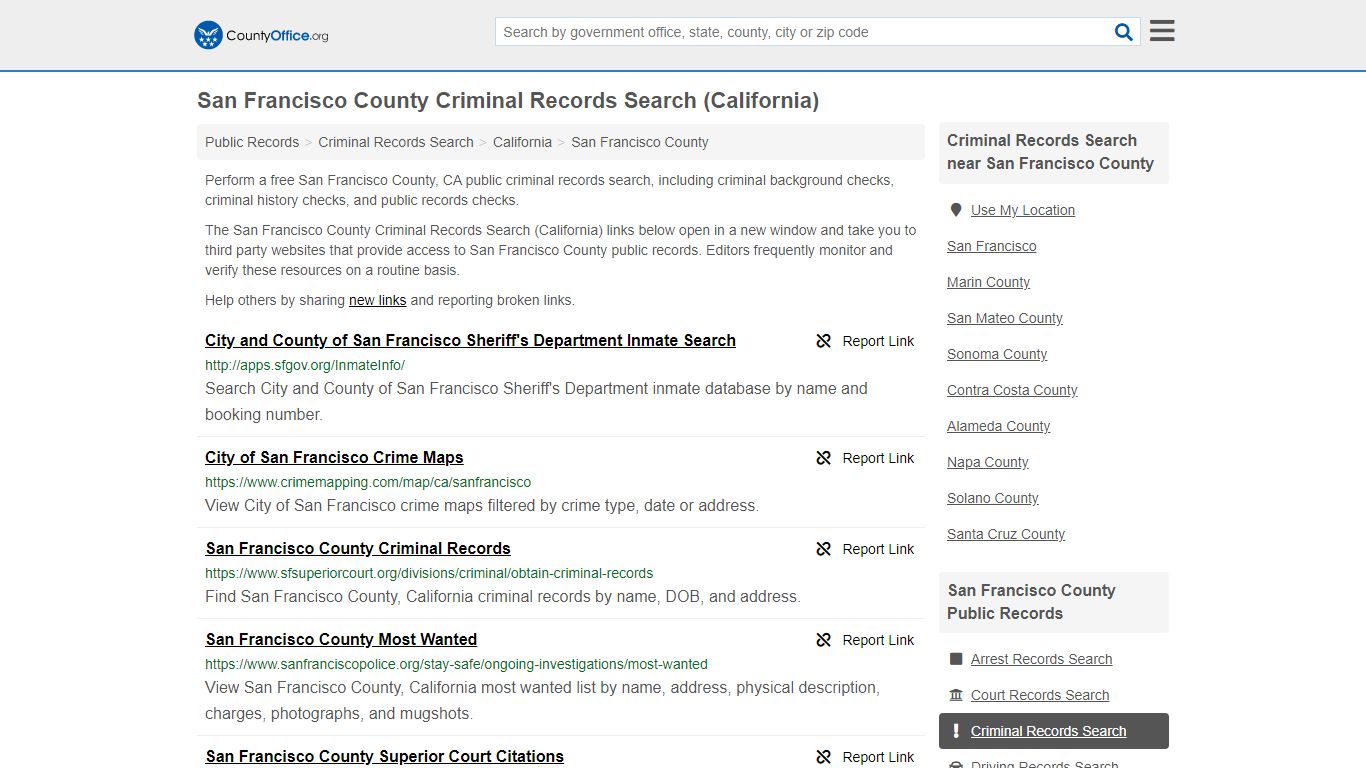 Criminal Records Search - San Francisco County, CA ...